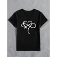 thumbnail image 3 of Women's V-Neck Short Sleeve Heart Print T-Shirt, Casual Minimalist Tops For Summer Outdoor Wear, 3 of 5