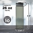 thumbnail image 5 of Wide Mouth Water Bottles 26 oz. Set of 10, Bulk Pack - BPA Free, Great for Gym, Camping, Backpacking, School - Smoke, 5 of 5