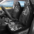 thumbnail image 2 of POLERO Car Decor Auto Interior Front Seat Protector for SUV and Sedans, Breathable Polyester Seat Cover Set of 2, Black Floral Cat, 2 of 13