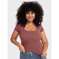 thumbnail image 5 of Women's Scoop Neck Short Sleeve T Shirt Slim Fit Sexy Tops, 5 of 6