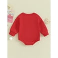thumbnail image 3 of Newborn Baby Girl Valentines Day Outfit Love Embroidery Sweatshirt Bubble Romper Oversized Long Sleeve Bodysuits Spring Clothes, 3 of 8