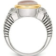 thumbnail image 2 of 14K/Silver Two-Tone Sterling Silver With 14K Black Mother Of Pearl & Diamond Ring (Size 7) Made In Thailand qtc62-7, 2 of 5