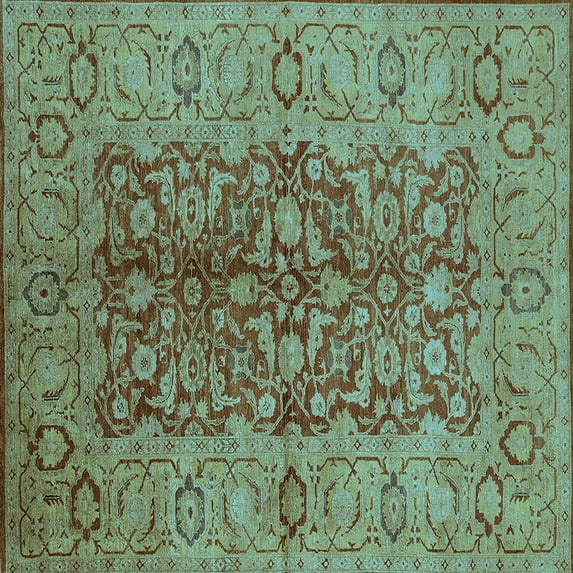 Ahgly Company Indoor Square Oriental Light Blue Industrial Area Rugs, 4' Square