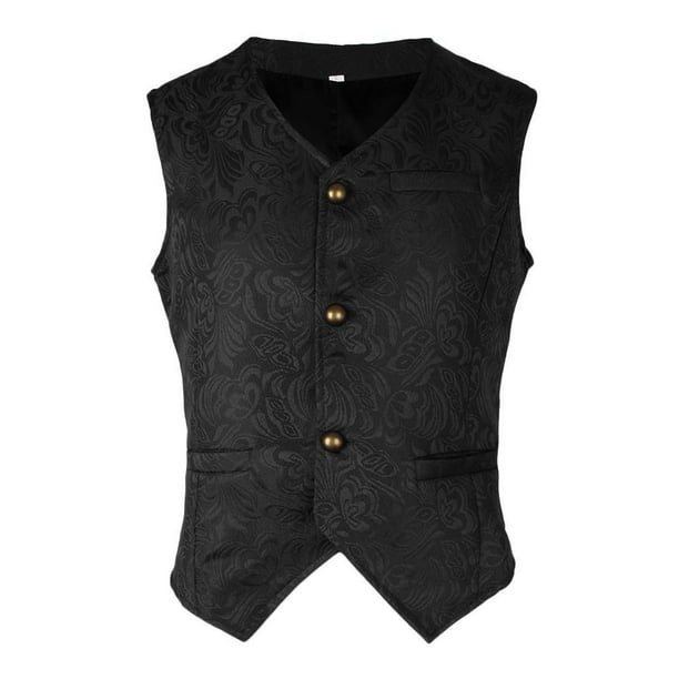 Chaleco medieval de jacquard Negro Sonducket para hombre Slim Fit