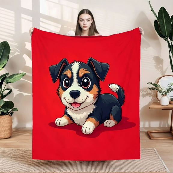 Durable Soft & Warm Flannel Blanket - Cozy Cartoon Puppy Design Perfect for Sofa Travel Bed & Chair - Cheerful & Stylish