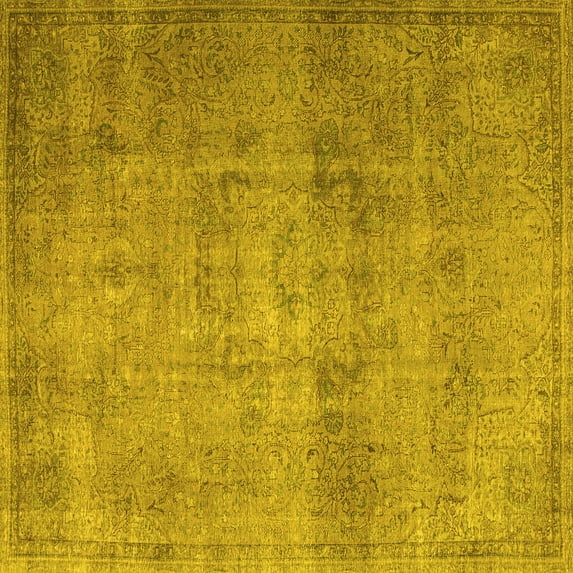 Ahgly Company Indoor Square Persian Yellow Traditional Area Rugs, 3' Square