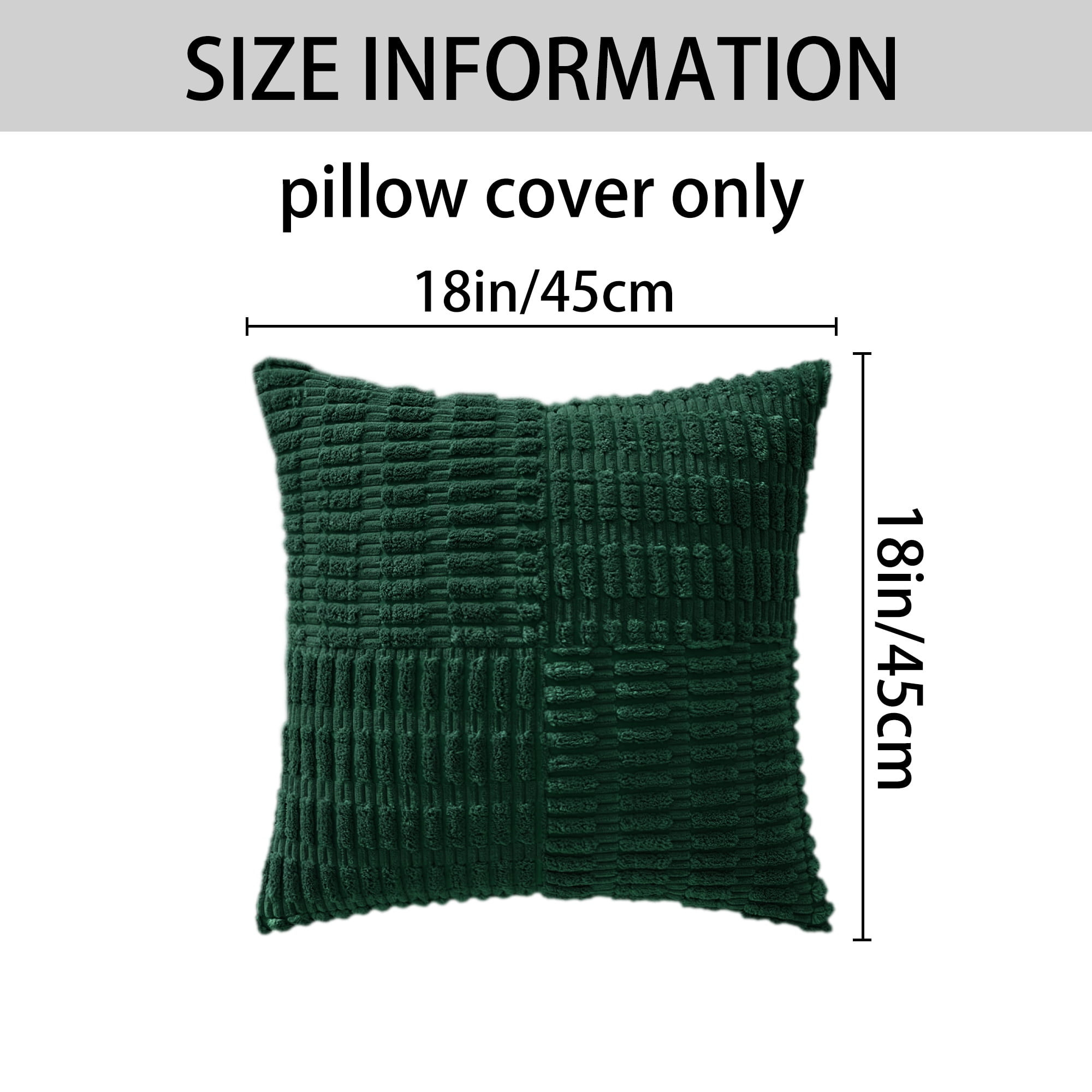 Unique Bargains Pack of 2 Corduroy Decorative Throw Pillow Covers Dark Green 18" x 18"