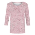 thumbnail image 5 of Juesizh T Shirts for Women Plus Size Crew Neck Shirts Trendy Loose Print 3/4 Sleeve Pullover Tee Shirts, S-5XL, 5 of 8
