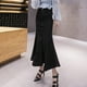 thumbnail image 4 of Falda midi elástica de denim para mujer: falda ajustada de cintura alta con cola de pez, cierre con botones, tallas S-XXL, 4 of 5