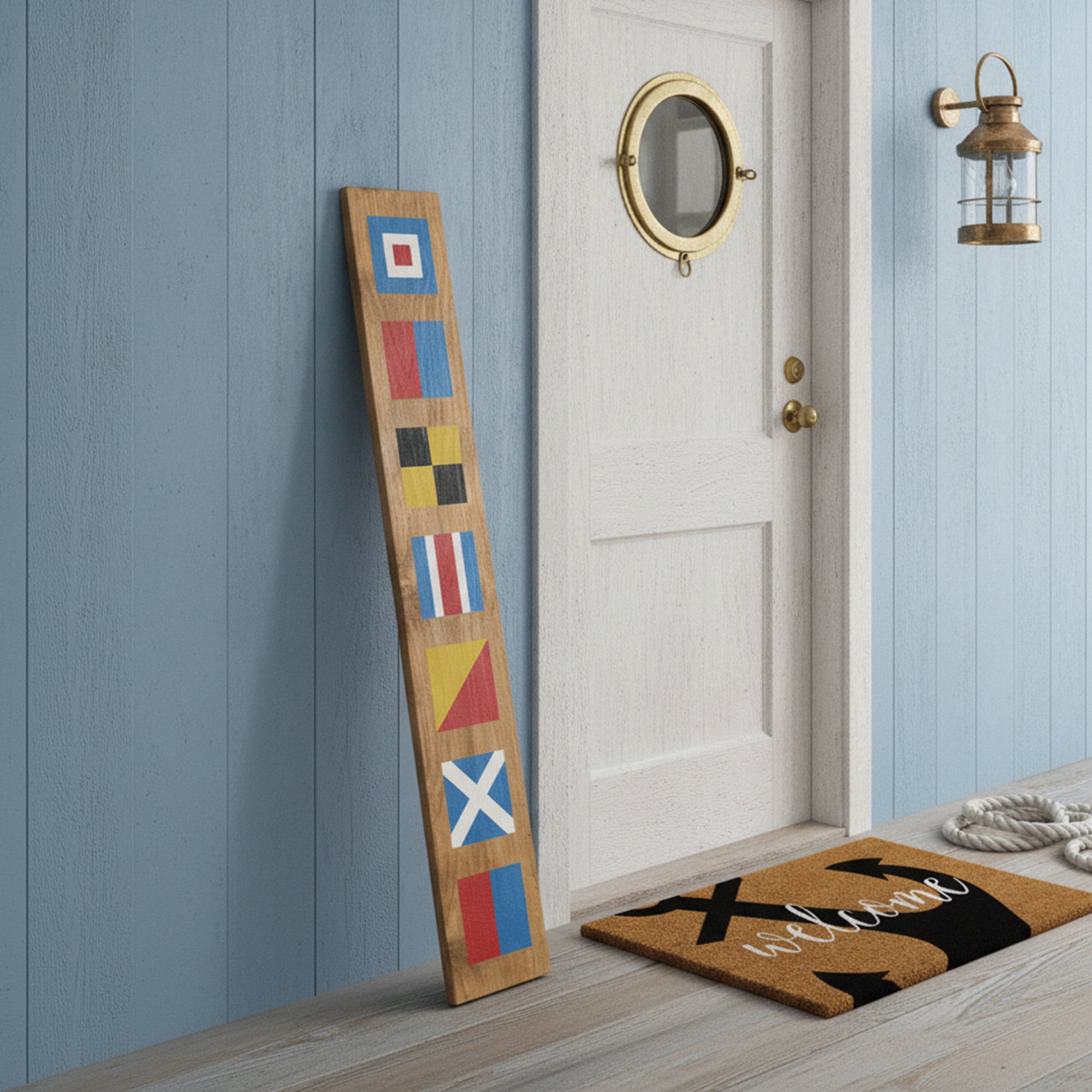 Calloway Mills 119445907 Nautical Welcome Porch Leaner, 59" x 07"