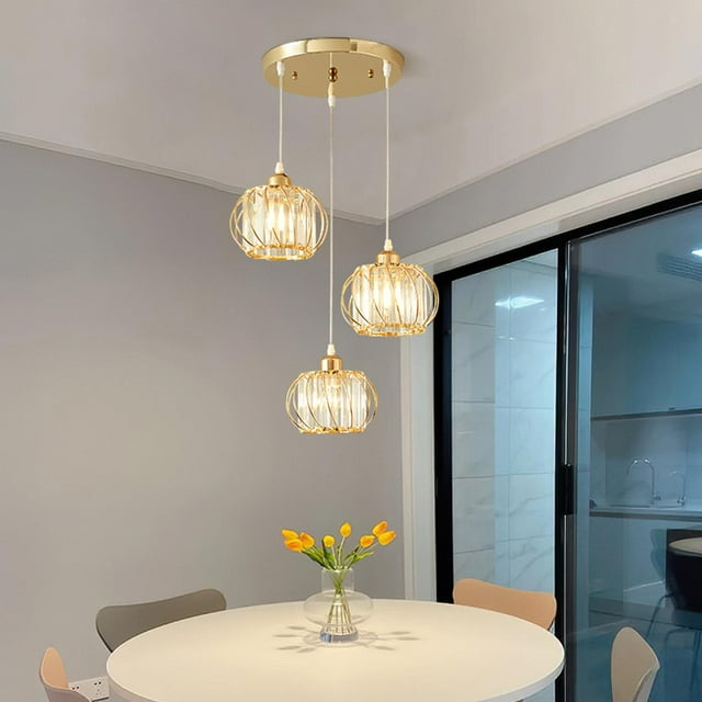 3 Light Pendant Ceiling Light Fixture Adjustable Modern Chandeliers Round Base