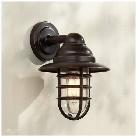 John Timberland Industrial Outdoor Barn Light Fixture Handsome Bronze 13 1/4 Clear Glass for Exterior Patio Porch House