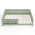 thumbnail image 6 of Bellemave Full Size Floor Bed with Bookshelf, Wood Montessori Beds with Slats and Safety Guardrail, Low Profile Queen Bed Frame with Fence, No Box Spring Needed (Green), 6 of 8