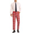 thumbnail image 2 of Unique Bargains Pantalon à Carreaux pour Hommes Coupe Slim devant Plat Pantalon d'Affaires Rouge 2TG, 2 of 4