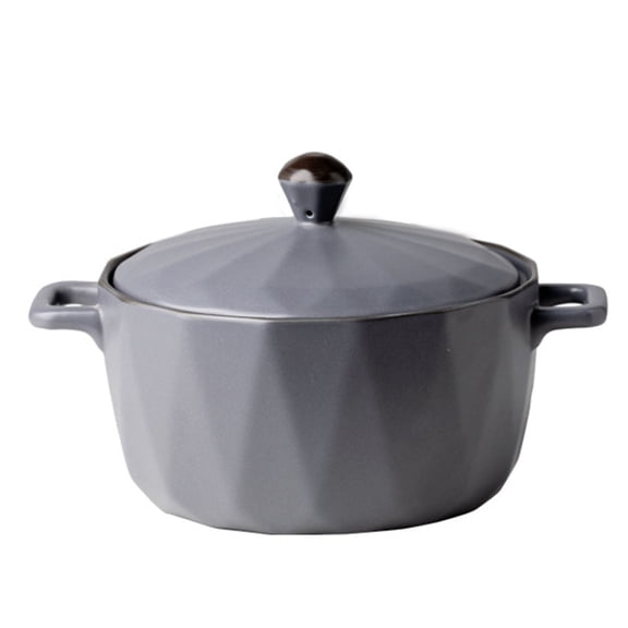 Qeeadeea Ceramic Round Casserole Dishes With Lids Oven Proof, Ceramic Cooking Pans Handle With Lid-gray-35oz 1000ml