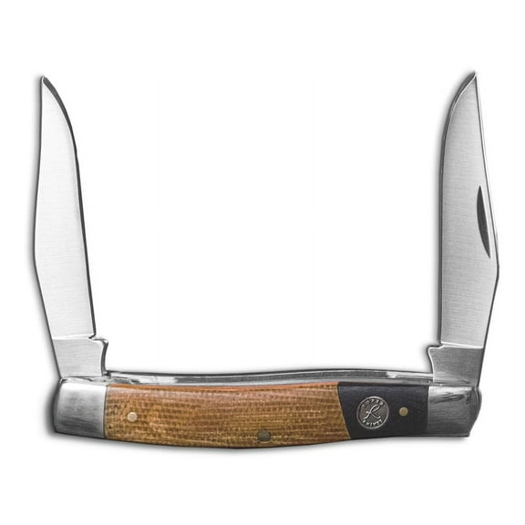 American Buffalo Knife & Tool Rattler Muskrat Pocket Knife 2.875" Clip Point 1065 Satin Blade Micarta Handle Tan