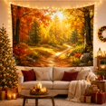 thumbnail image 3 of Winding Dirt Trail in Autumn Forest, Peaceful Rustic for Nature Lovers, Scenic Woodland Wall Art, Thanksgiving Gift, Tapestry Wall Hanging for Bedroom and Living Room, 3 of 7