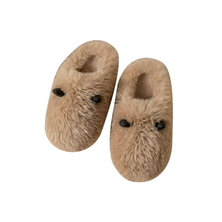 

Difumos Unisex Non-slip Closed-Toe Winter Warm Slippers Lightweight Platform House Shoes Bedroom Fuzzy Slipper Brown TPR Style A 10.5-11