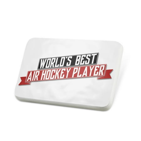 Porcelein Pin Worlds Best Air Hockey Player Lapel Badge –