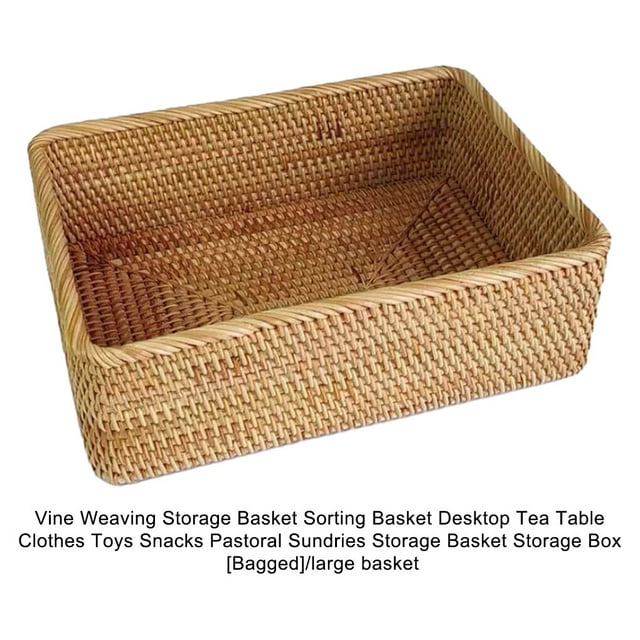 Wood Handmade Storage Box With Storage Basket Organizer Box Rattan Traditional Rattan For Easy Organizer Box Storage Large basket L