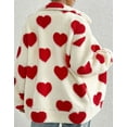 thumbnail image 5 of Women's Fleece Sherpa Jacket Heart Print Full Zip Loose Winter Warm Coat Valentine's Day Gifts Winter Outerwear Shermie, 5 of 6