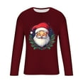 thumbnail image 4 of KeShDi Mens Long Sleeve Tee Shirts Man Fashion Fallow Christmas Printing Round Neck Long Sleeve Blouse Wine 4X, 4 of 5