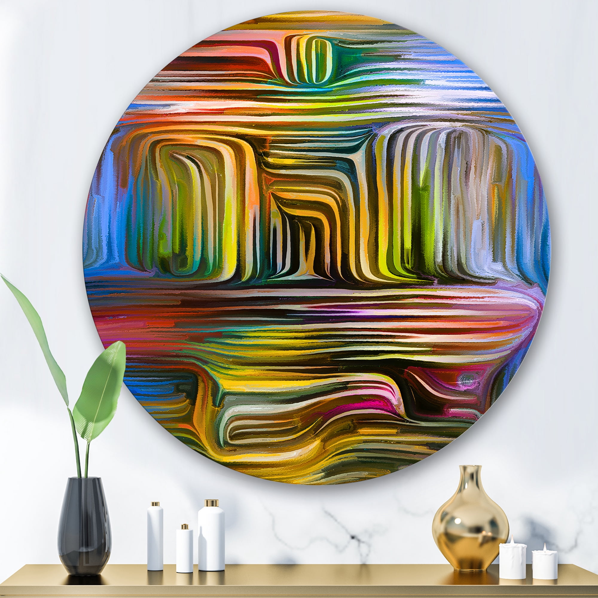 Designart 'Colour Spiral Fusion VIII' Modern Circle Metal Wall Art 29x29 - Disc of 29