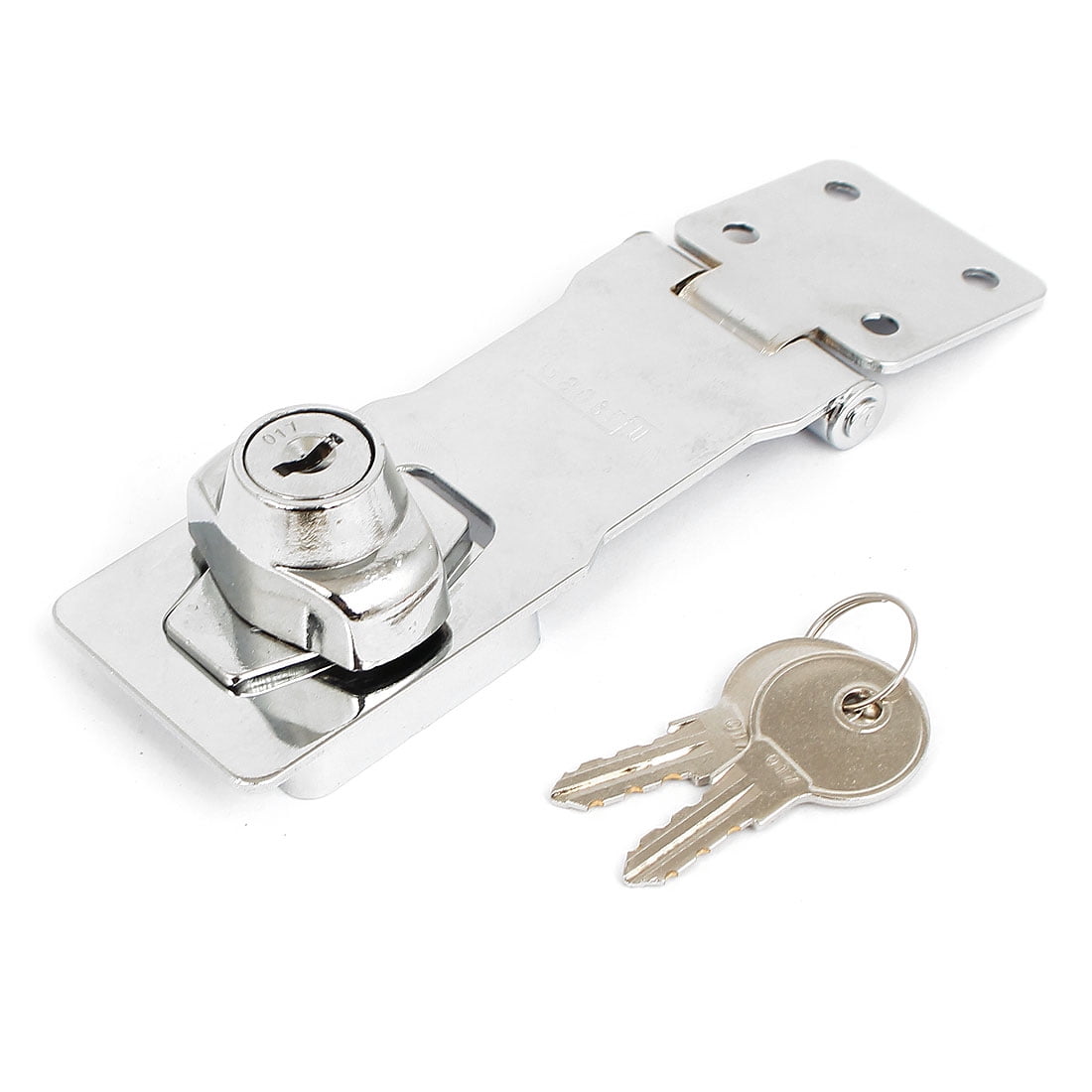 Key Operated Self Locking Chromed Steel Hasp Drawer Cabinet Door Lock Latch 
