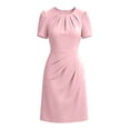 thumbnail image 4 of GZMOALH Women's Short Sleeve Crew Neck Midi Dress with Ruched Waist and Fitted Sheath Shape, 4 of 5