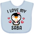 thumbnail image 3 of Inktastic I Love My Saba with Cute Penguin and Hearts Girls Baby Bib, 3 of 4