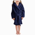 thumbnail image 4 of Boys Girls Kids Hooded Bathrobe,Soft Flannel Loungewear Robe with Adjustable Tie,Cartoon Print,for Toddlers to Kids 2-12 Years Toddler Pajamas Gibobby,Navy,Size 5-6T, 4 of 9