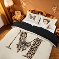 thumbnail image 3 of meiyoeat bow Monogram M Print Bedding,Fashion Leopard Print Duvet Cover Full,Black Reversible,3 Pieces,1 Duvet Cover and 2 Pillowcases, 3 of 6