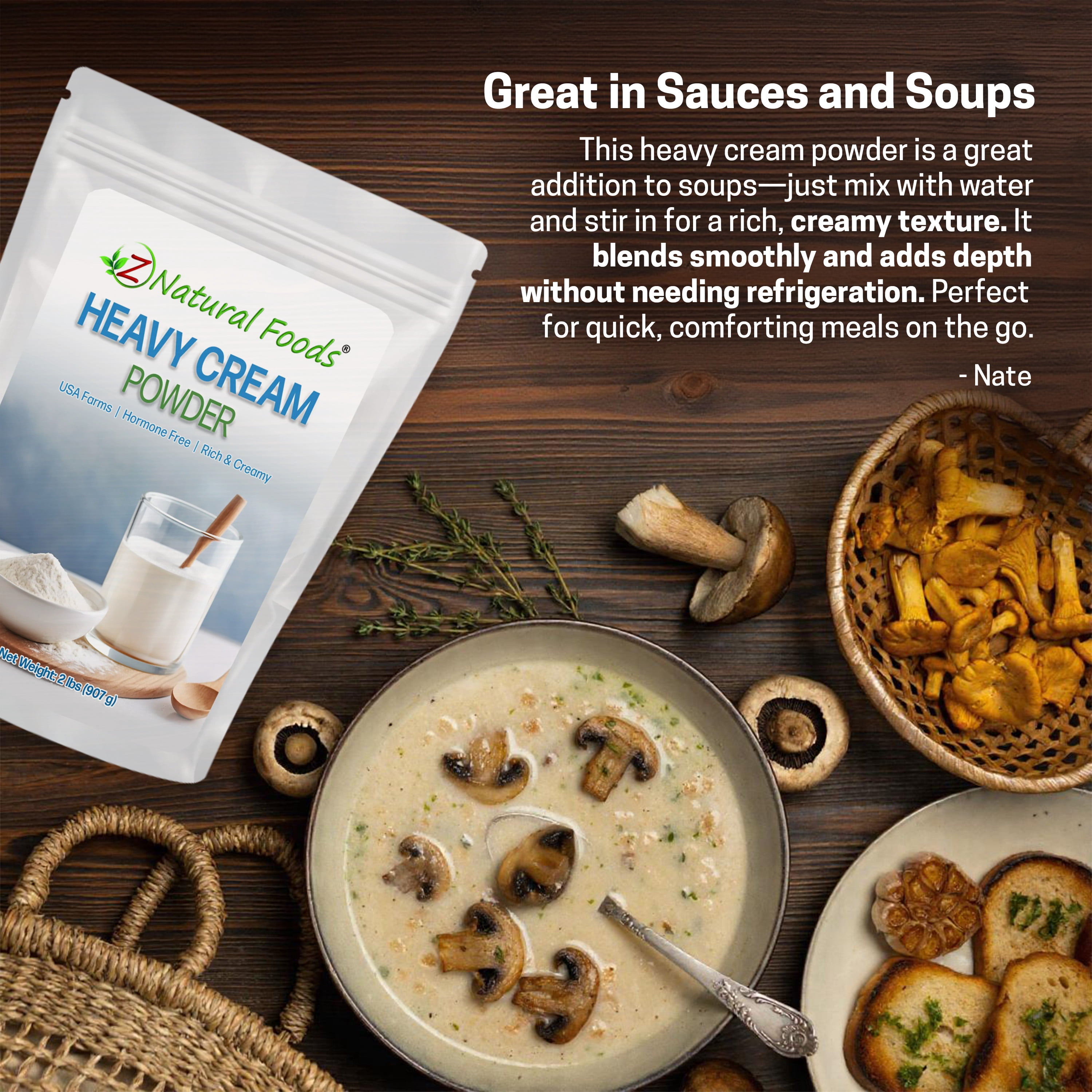 Z Natural Foods Heavy Cream Powder, 1 lb, Keto-Friendly, Gluten