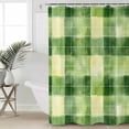 thumbnail image 6 of Shower Curtains Green Yellow Plaid Bath Curtain Spring Pastoral Waterproof Bathroom Shower Curtain Set with Hooks Decoration 72 x 84 Inches, 6 of 7