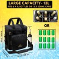 thumbnail image 2 of Outer Woods Insulated 6 Bottle Cooler Bag | with 6 Units of Ice Gel Packs | Wine Cooler Bag | Beer Cooler Bag | Insulated Bag | Fits 6 Full Size Bottles - Black, 2 of 8