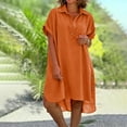 thumbnail image 2 of EINCcm Women 2024 Summer Plus Size Midi Dress Collared V Neck Short Sleeve Shirt Polo Loose Button Casual Short Dresses, 2 of 7