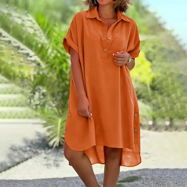 Amzcrzy Robes pour Femmes Robes Grande Taille pour Femmes aux Formes Robes pour Femmes Robe Décontractée pour Femmes avec Poches Robe d'Été à Imprimé Floral-Col Robe Courte Robes Midi pour Femmes