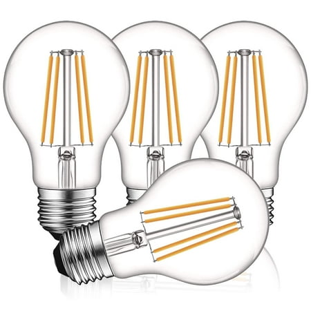 

Luxrite A19 Edison Dimmable LED Light Bulbs 8W=60W 2700K Warm White 800 Lumens E26 4-Pack