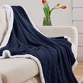 thumbnail image 7 of Deconovo Christmas Sherpa Plush Throw Blanket, Soft Warm Cozy Blanket for Couch Sofa Bed, Machine Washable Decorative Holiday Gift, 50"x60", Navy Blue, 7 of 7