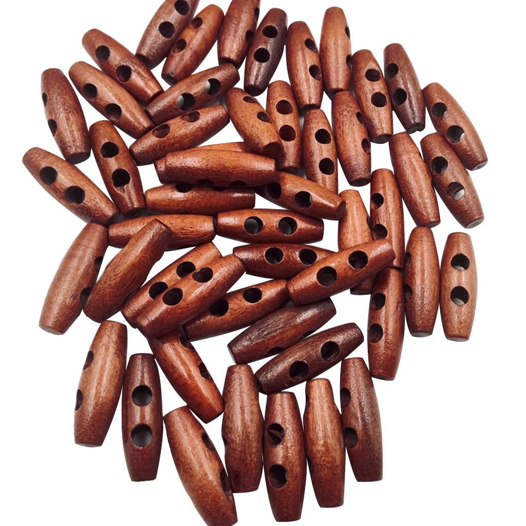 GUOOL 8x 50 Pieces Brown 2-Holes Olive Shape Wooden Buttons Sewing on Clothing Coat for Decoration