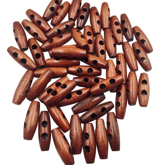 Pack of 12 Vintage Oval Wood Toggle Buttons 30mm (3cm) For Sewing, Knitting, Duffle Coat, , Embelishments, Crafts, Jewellery making