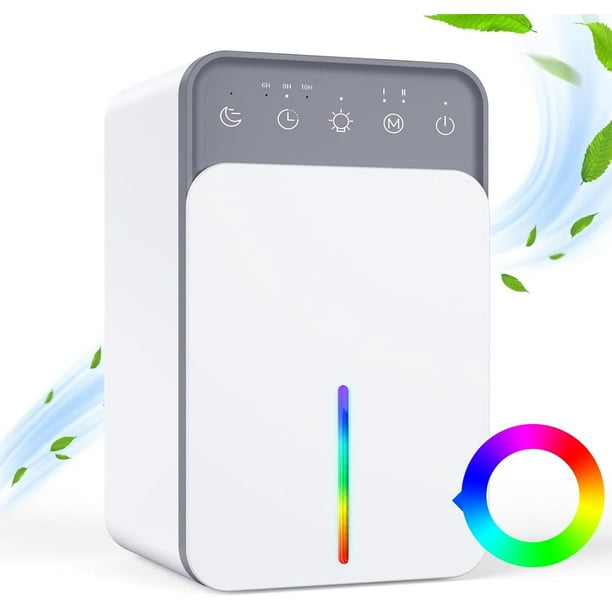 Deshumidificador de 1500 ml, Portátil Deshumidificadores para Humedad con Temporizador y Luz LED de 7 Colores