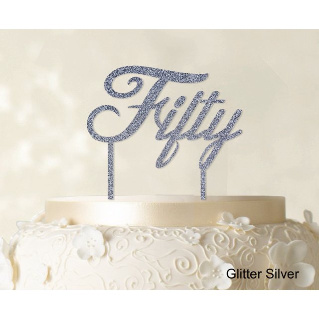 Fifty Custom Birthday Cake Topper Personalized Wedding Cake Topper Color Option Available 5-7 Inches Wide