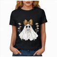 thumbnail image 4 of TOWED22 Halloween Shirts for Women Cute Ghost Graphic Tees Fall Crewneck Short Sleeve Costumes Autumn Party Graphic T-Shirt(Black,L), 4 of 8