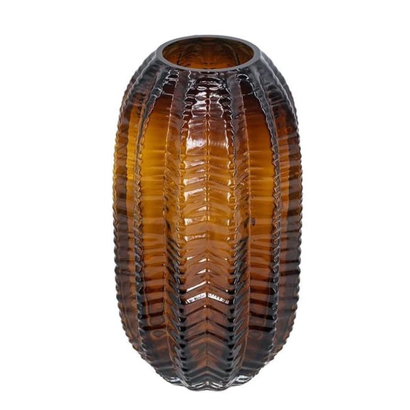 HomeRoots 574422 11 in. Burnt Umber Round Glass Table Vase