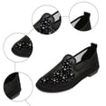 thumbnail image 5 of Rokment Sparkling Rhinestones Pearl Flower Mesh Dress Shoes for Women Ladies Elegant Breathable See Through Stitching Low Heels Casual Slip on Loafers Summer Fall Black Size 6, 5 of 8