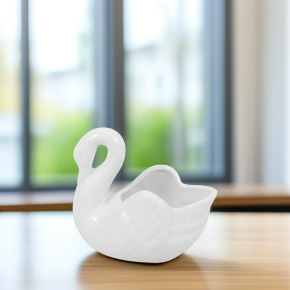 Raindrops  Unique Swan Planter Pot Shaped Container Outdoor Plants Office White