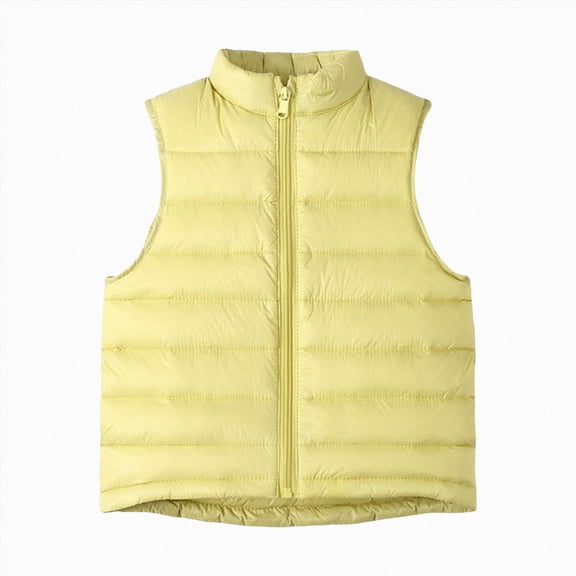 felwors Boys Girls Quilted Puffer Vest Winter Padded Sleeveless Zip up Jackets Kids Lightweight Soft Insulated Down Coats (9-10 Years,Yellow)