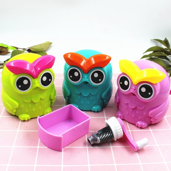 Niceauty Owl Shaped Hand Crank Pencil Sharpener for Students with Premium Plastic and Iron Material Multi