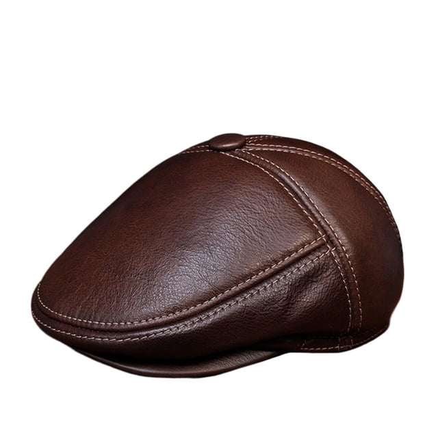 Men Genuine Leather Hat Cap Beret Male Real Leather Baseball Caps Cowboy Hats